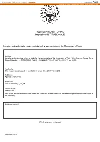Location and Real Estate Values: a Study for the Segmentation of the Microzones of Turin