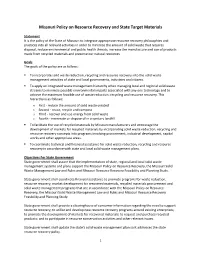 Missouri Policy on Resource Recovery and State Target Materials