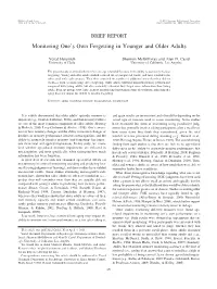 Monitoring One's Own Forgetting in Younger and Older Adults