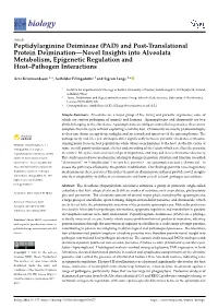 (PAD) and Post-Translational Protein Deimination—Novel Insights Into Alveolata Metabolism, Epigenetic Regulation and Host–Pathogen Interactions