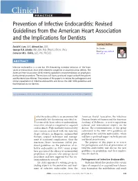 Prevention of Infective Endocarditis: Revised Guidelines from the American Heart Association and the Implications for Dentists