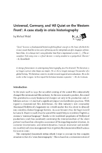 Universal, Germany, and ALL QUIET on the WESTERN FRONT: a Case