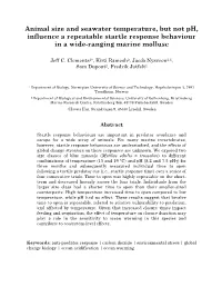 Animal Size and Seawater Temperature, but Not Ph, Influence a Repeatable Startle Response Behaviour in a Wide-Ranging Marine Mollusc