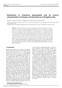 Distribution of Triarrhena Lutarioriparia and Its Reserve Characteristics of Nitrogen and Phosphorus in Dongting Lake