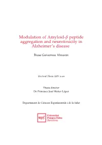 Peptide Aggregation and Neurotoxicity in Alzheimer's Disease