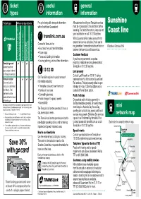 Sunshine Coast Line Then Refer to Timetables for Travel on the 13 12 30 Anytime for Special Event Services