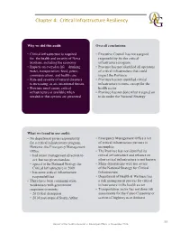Chapter 4: Critical Infrastructure Resiliency OAG