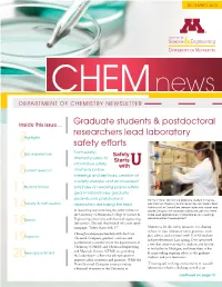 Graduate Students & Postdoctoral Researchers Lead Laboratory Safety Efforts