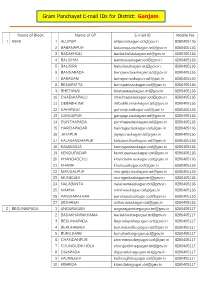Gram Panchayat E-Mail Ids for District: Ganjam