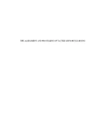 The Assessment and Processing of Tactile Sensory Learning