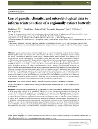 Use of Genetic, Climatic, and Microbiological Data to Inform Reintroduction of a Regionally Extinct Butterfly