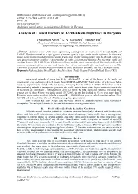 Analysis of Causal Factors of Accidents on Highways in Haryana Analysis of Causal Factors of Accidents on Highways in Haryana