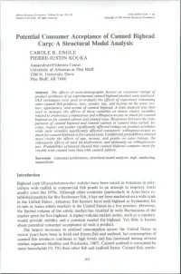 Potential Consumer Acceptance of Canned Bighead Carp: a Structural Model Analysis CAROLE R