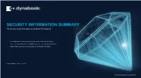 SECURITY INFORMATION SUMMARY the Latest Security Information on Dynabook PC Products