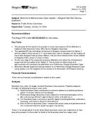 Subject: Metrolinx Initial Business Case Update – Niagara Falls Rail Service Extension Recommendations Key Facts Financial