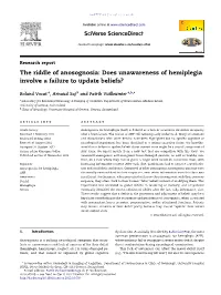 The Riddle of Anosognosia: Does Unawareness of Hemiplegia Involve a Failure to Update Beliefs?