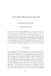 A Few More Words About Beowulf