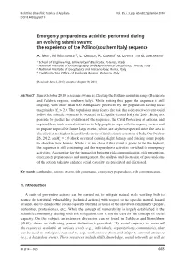 Emergency Preparedness Activities Performed During an Evolving Seismic Swarm Boll