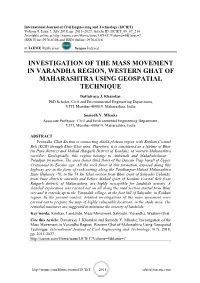 Investigation of the Mass Movement in Varand Region, Western Ghat of Ha Maharashtra Using Geospatial Technique