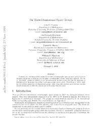 On Three-Dimensional Space Groups