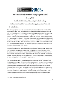 Research on Use of the Irish Language on Radio