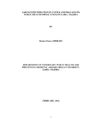 Sarcocystis Infection in Cattle and Pigs and Its Public Health Implications in Zaria, Nigeria
