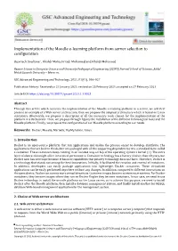 Implementation of the Moodle E-Learning Platform from Server Selection to Configuration