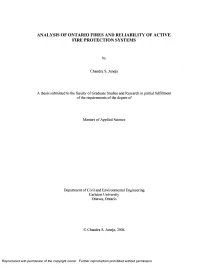 Analysis of Ontario Fires and Reliability of Active Fire Protection Systems