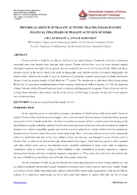 Historical Sketch of Peasant Activism: Tracing Emancipatory Political Strategies of Peasant Activists of Sindh
