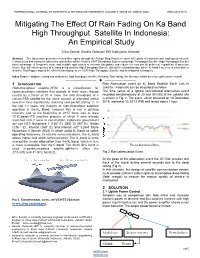 Mitigating the Effect of Rain Fading on Ka Band High Throughput Satellite in Indonesia: an Empirical Study