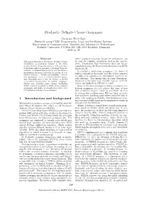 Stochastic Definite Clause Grammars