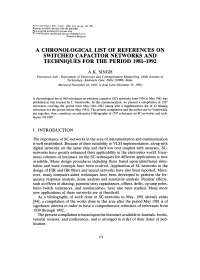 Switched Capacitor Networks and Techniques for the Period 19 1-1992