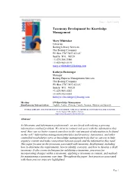 Taxonomy Development for Knowledge Management