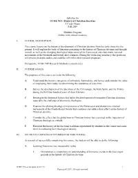 GTHE 951 History of Christian Doctrine