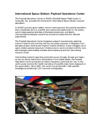 International Space Station: Payload Operations Center