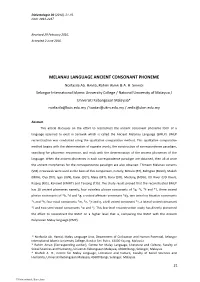 Melanau Language Ancient Consonant Phoneme