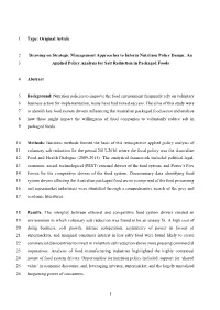Original Article 1 Drawing on Strategic Management Approaches to Inform