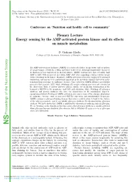 Proceedings of the Nutrition Society Plenary Lecture Energy Sensing By