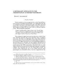 A Minimalist Approach to the Presentation of Expert Testimony