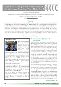 Evaluation of Occupational Noise Exposure Levels on the Wellington Suburban Tranz Metro Rail Service