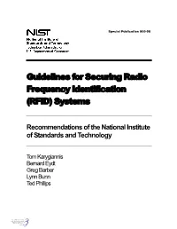 Guidelines for Securing Radio Frequency Identification (RFID) Systems