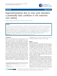 Hyperammonemia Due to Urea Cycle Disorders