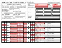 MIXED MARTIAL ARTS BOUT RESULTS (Boxing, Kickboxing, Grappling, Etc) * Information Circled in Red Is Required