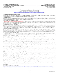 Pre-Conception Carrier Screening