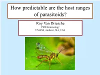 Predictability of Host Ranges of Predators and Parasitoids Used In