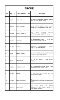 S.No. ROLL No. NAME of ADVOCATE ADDRESS
