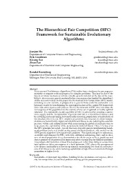 The Hierarchical Fair Competition (HFC) Framework for Sustainable Evolutionary Algorithms