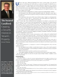 The Secured Landlord: Creating a Security Interest in Tenant's Property