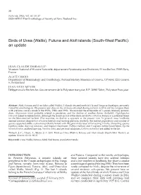 (Wallis), Futuna and Alofi Islands (South-West Pacific): an Update