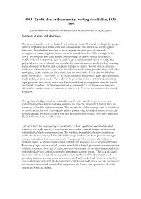 4993 - Credit, Class and Community: Working Class Belfast, 1930- 2000